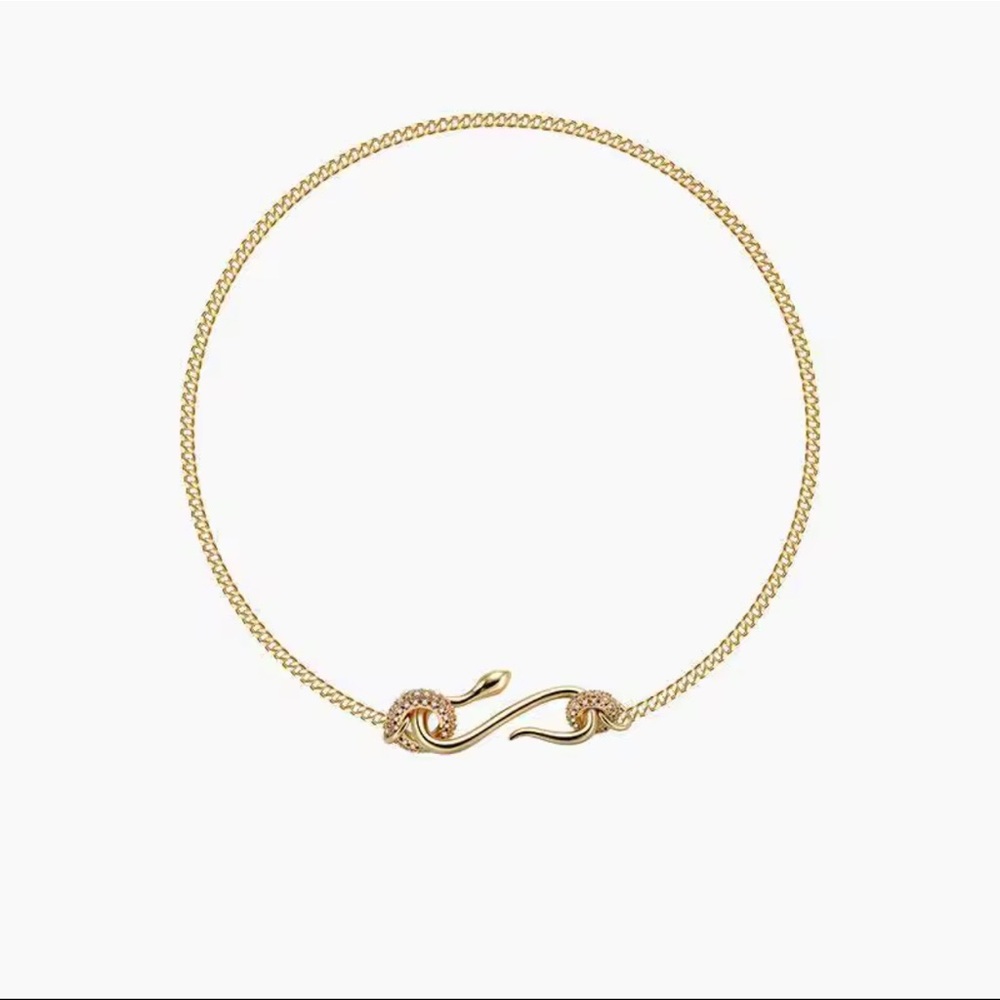 Snake Necklace 18K Gold Luxurious Crystal Stainless Steel for Men Women - Picture 7 of 13